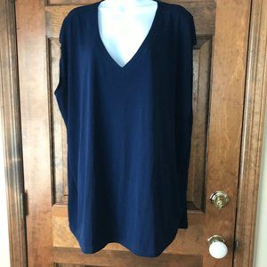 Susan Graver Modern Essentials Navy Blue V-Neck Sleeveless Top Size 1X